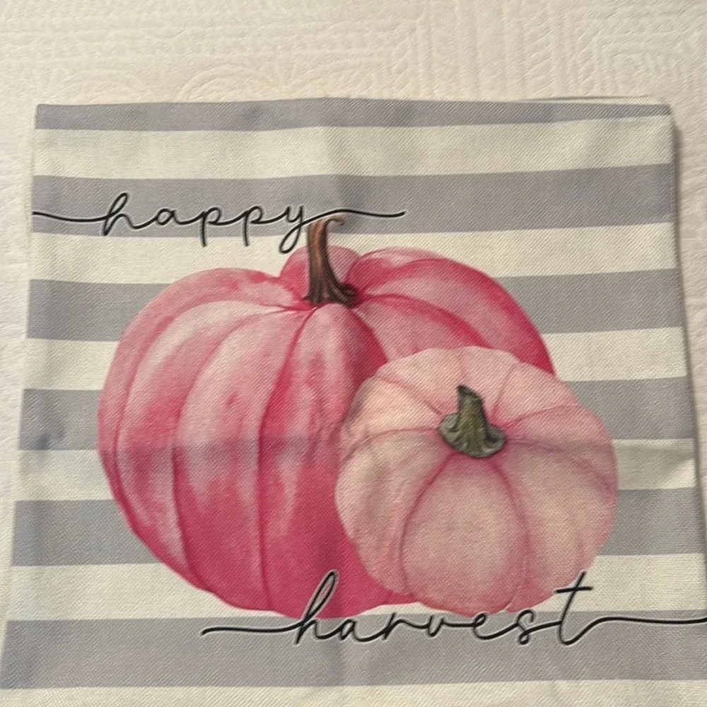 Pink Pumpkin Fall Decor Throw Pillow Covers 18x18 Set of 4
